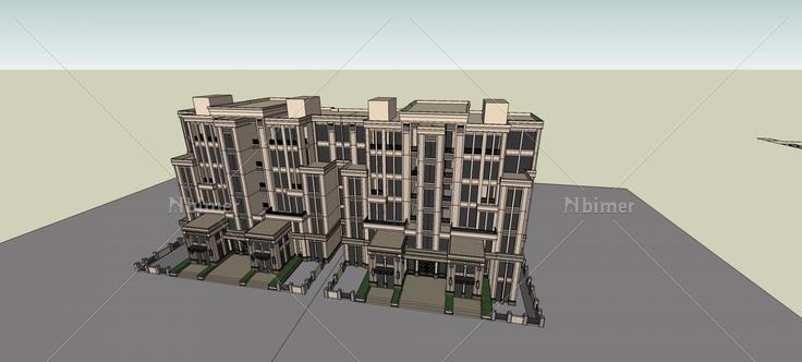 新古典风格多层住宅楼(76047)su模型下载
