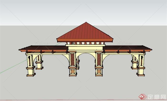 某欧式入口门廊设计SU模型