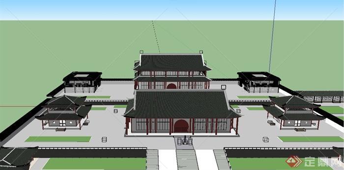 某古典中式风格道观建筑设计SU模型