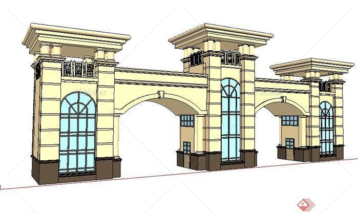 某别墅区欧式风格大门2个SketchUp(SU)3D模型