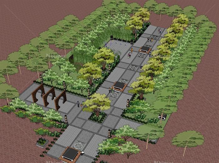 公园入口景观设计SU模型