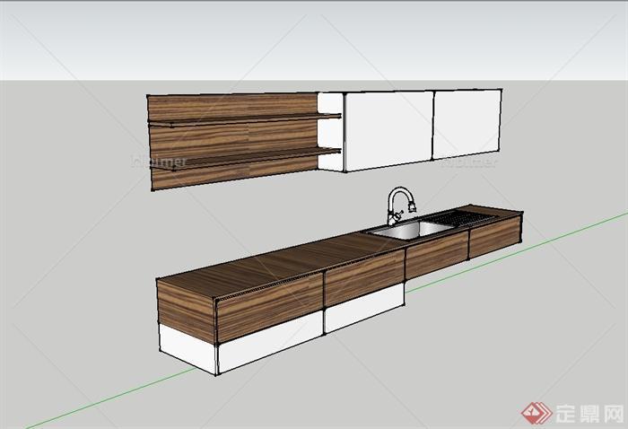 现代简单的厨房橱柜设计SU模型[原创]