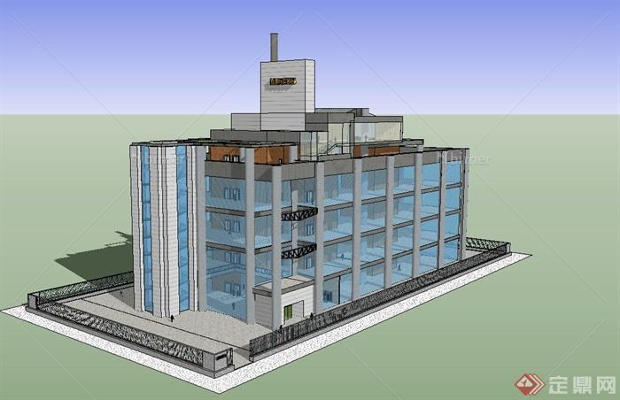 某现代风格四层办公建筑设计SU模型