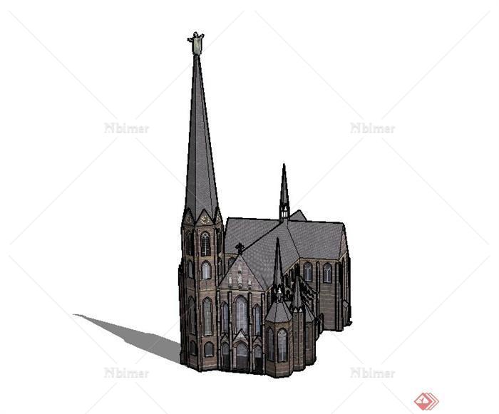 某欧式两层基督教教堂建筑设计SU模型