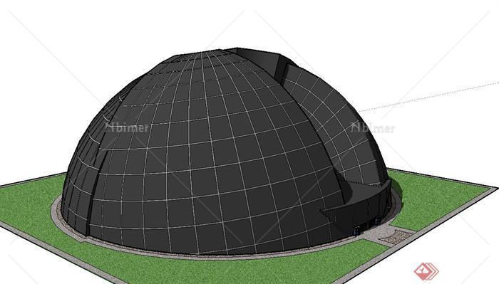 现代某半球形研究室建筑设计SU模型