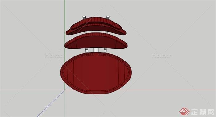 红色圆盘拼接椅子SU模型