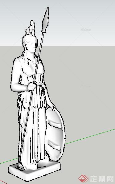 欧式风格雅典娜人像雕塑小品设计SU模型