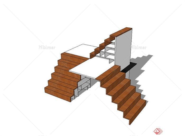 某现代风格住宅建筑楼梯设计SU模型[原创]