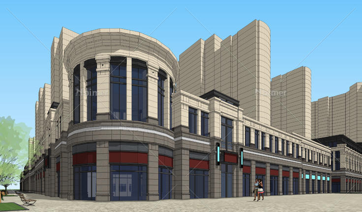 金湖欧式商业街建筑方案sketchup模型