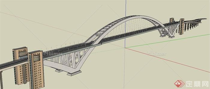 现代风格跨江大桥设计su单体模型[原创]
