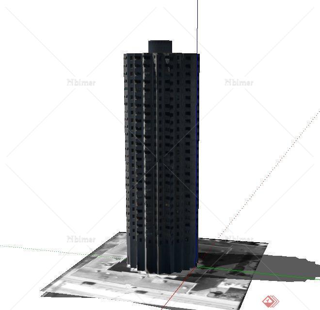 某圆形高层办公建筑设计SU模型