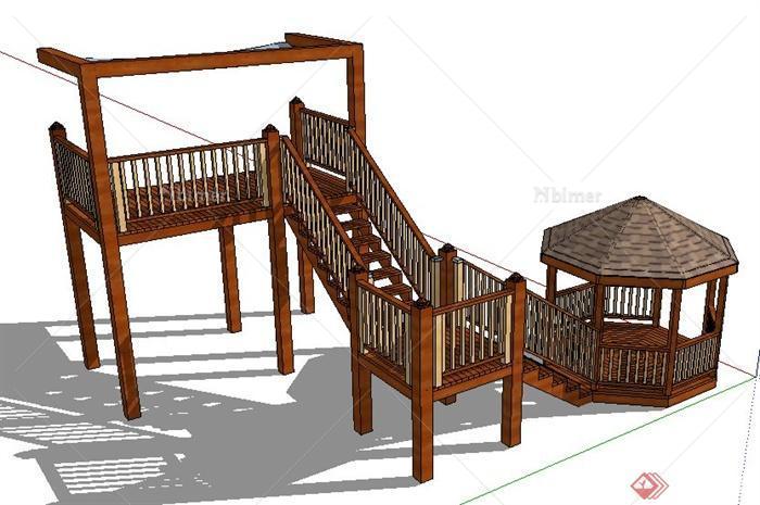 中式風格觀景臺及涼亭設計su模型 - sketchup模型庫 - 畢馬匯 nbimer