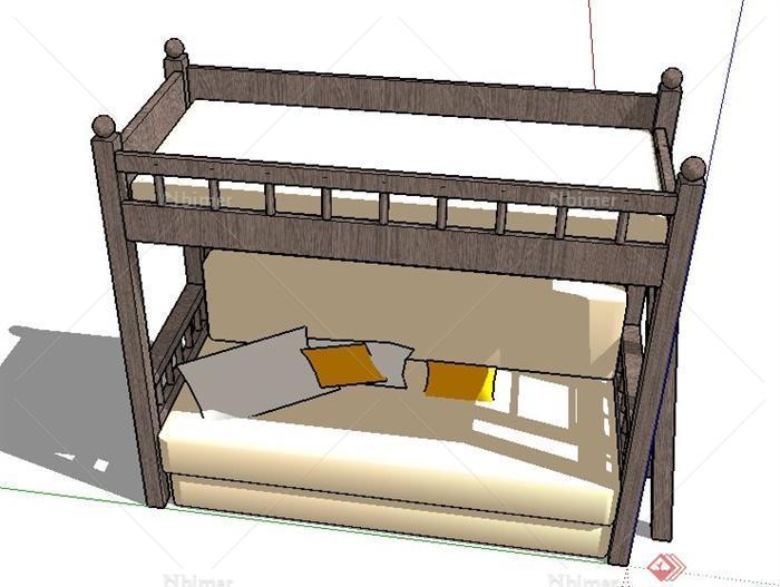 现代木质儿童床设计su模型[原创]