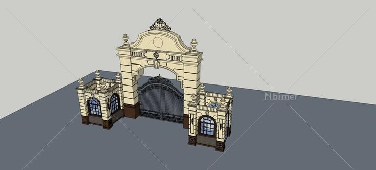 欧式小区大门(76246)su模型下载