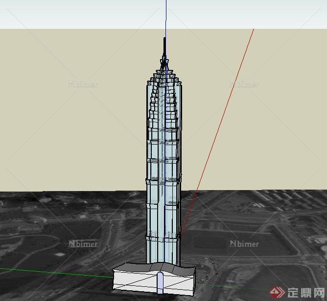 某山地高层现代透明材质制成景观塔建筑设计SU模