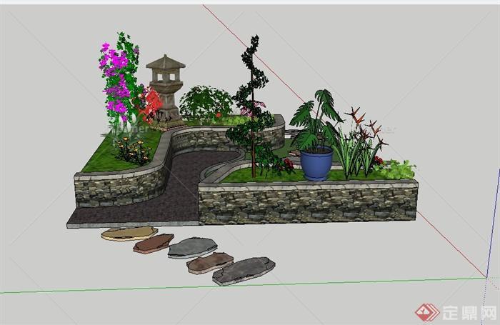 一个小型的庭院su模型设计