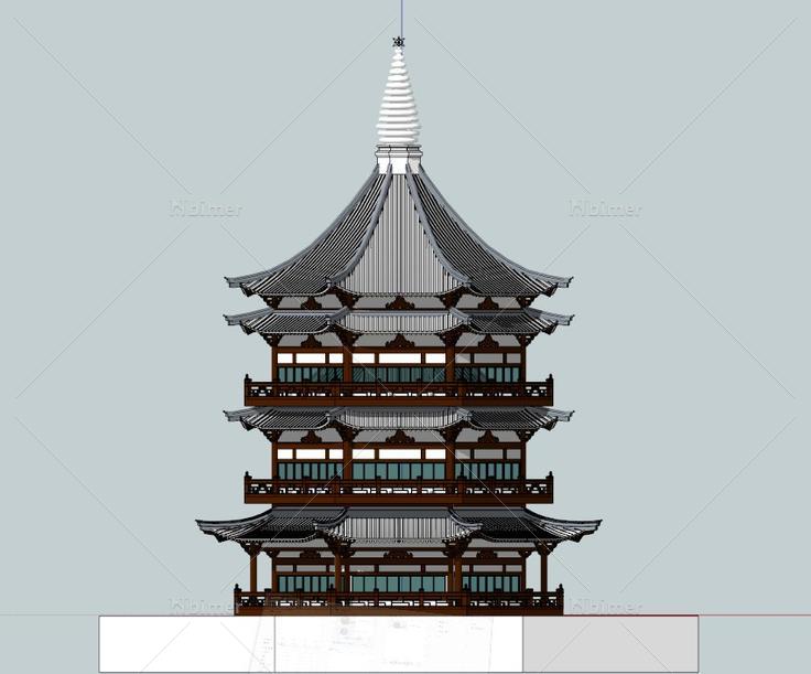 八角阁，中国古典风格，3层