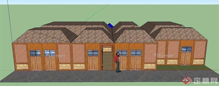 某单层箱子式住宅建筑设计SU模型