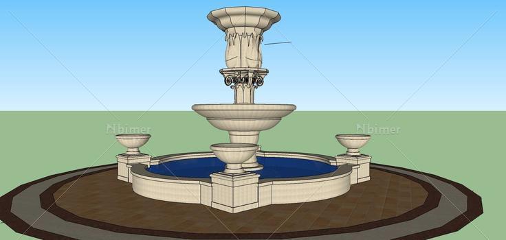 景观-喷水池(78897)su模型下载