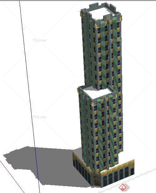 简欧风格高层办公大楼建筑设计SU模型