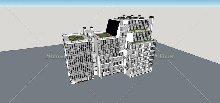 现代小高层办公楼(72141)su模型下载