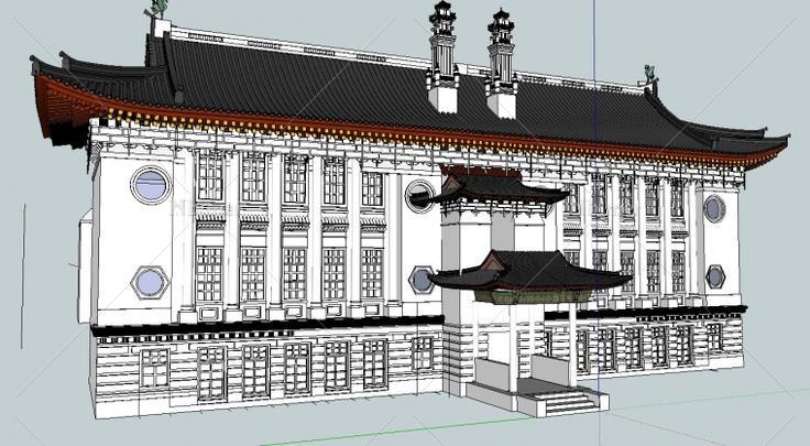 某大学古建教学楼设计方案带SketchUp模型下载分