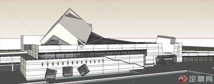 某现代风格博物馆建筑设计SU模型素材14