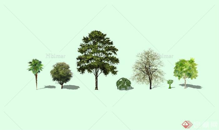 七种不同的园林景观绿化树木设计su模型[原创]
