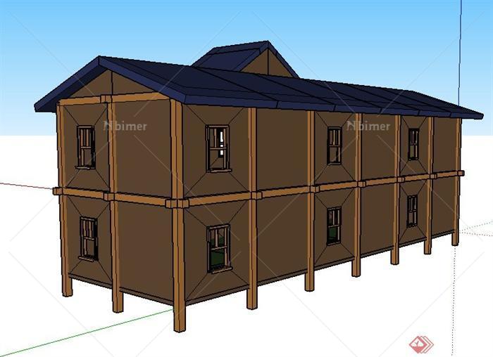 某二层酒馆建筑设计SU模型