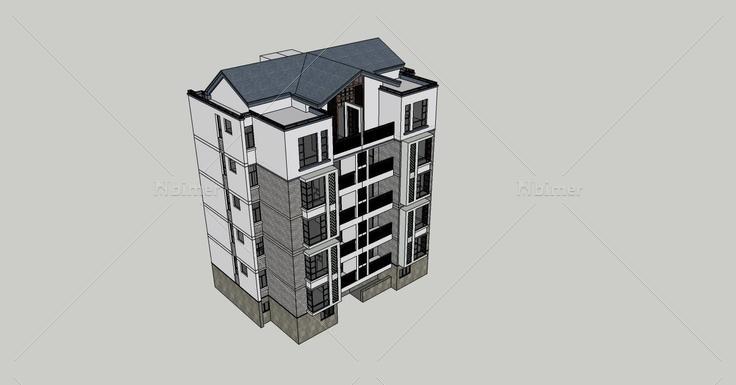 中式多层住宅楼(80131)su模型下载