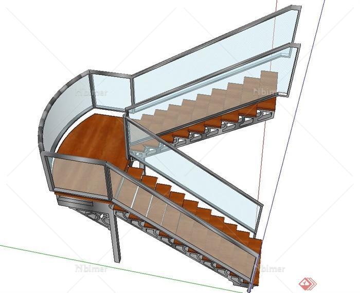 建筑节点玻璃折叠楼梯设计SU模型