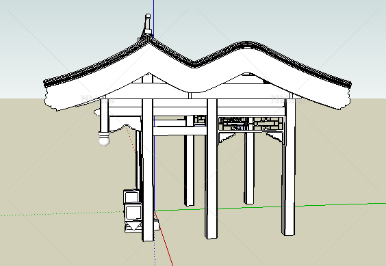 还是学生 新建了个垂花门提供SketchUp模型下载带