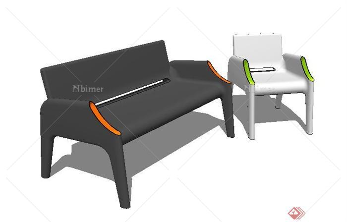 现代简约风靠椅沙发设计su模型[原创]