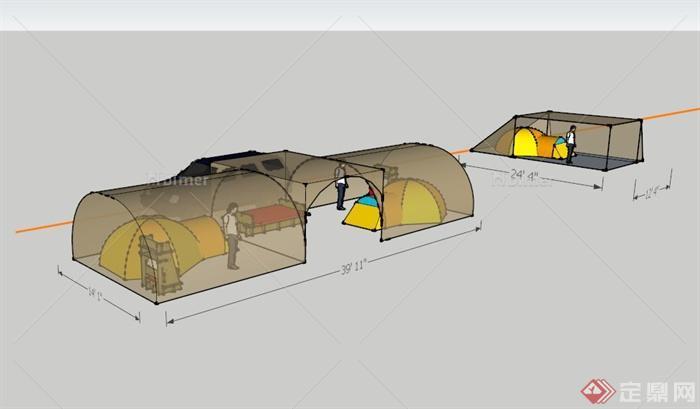 某野营区帐篷组合设计SU模型[原创]