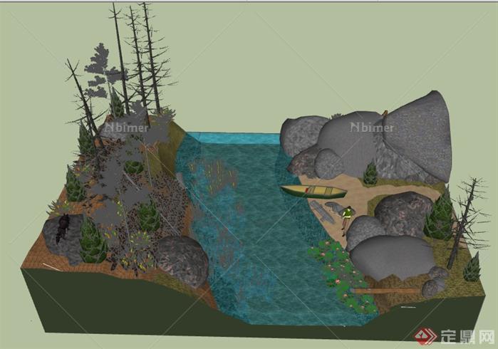 某湖边滨水景观设计SU模型