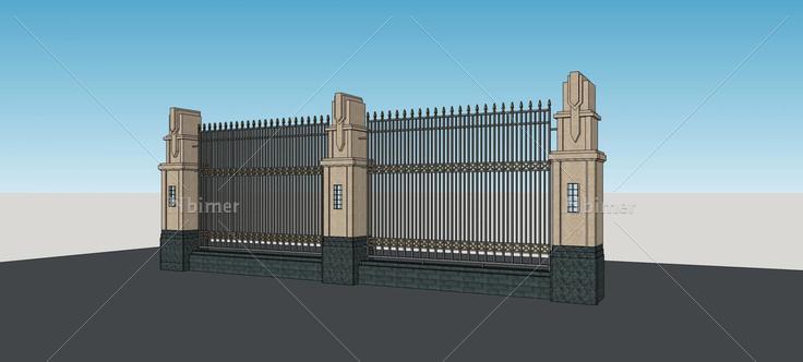 围墙护栏(77305)su模型下载