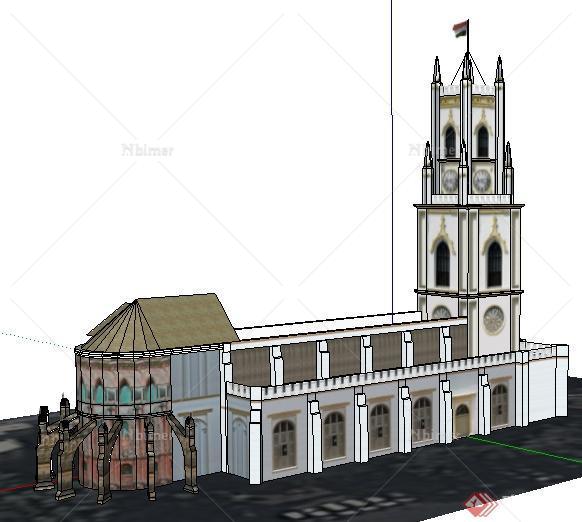 某英式风格教堂式建筑设计SU模型
