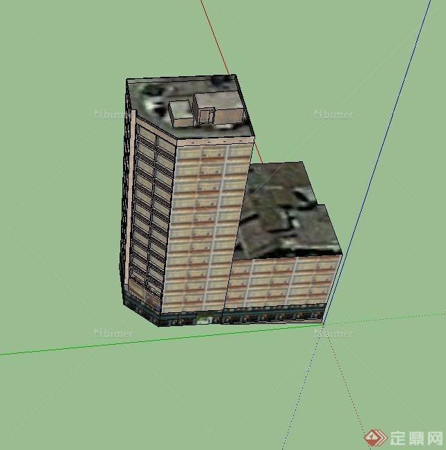 某L形电子商业大楼建筑设计SU模型