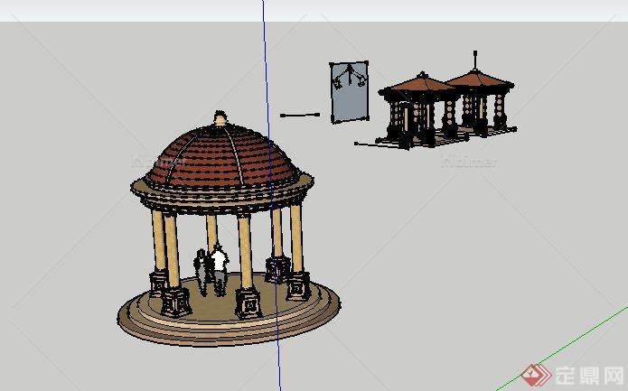 欧式圆亭和景观方亭子设计SketchUp(SU)3D模型