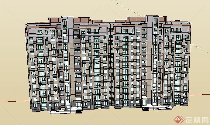 某现代风格多层住宅楼建筑设计方案SU模型1