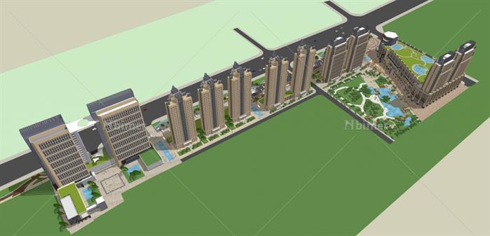 商业街地块项目规划方案SU精致设计模型（附景观