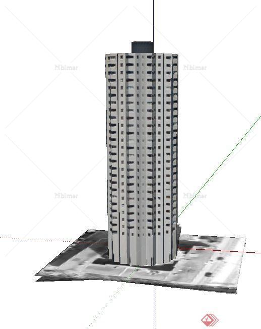 某圆形高层办公建筑设计SU模型