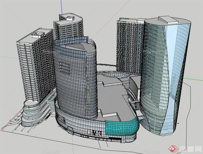 某商业高层中心建筑设计SU模型