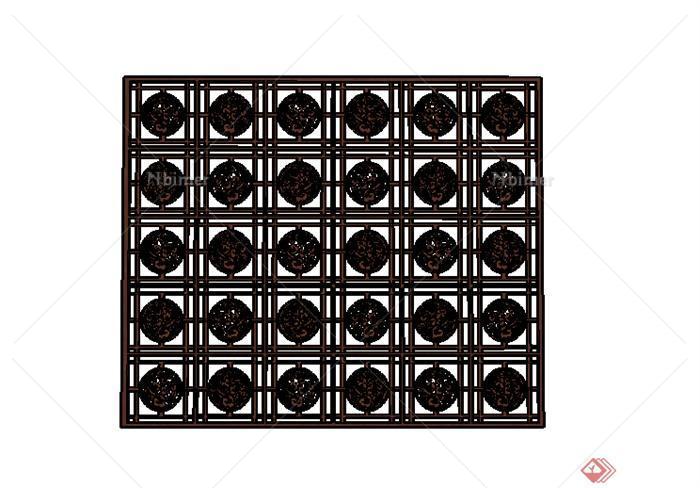 某古典中式窗花设计SU模型素材