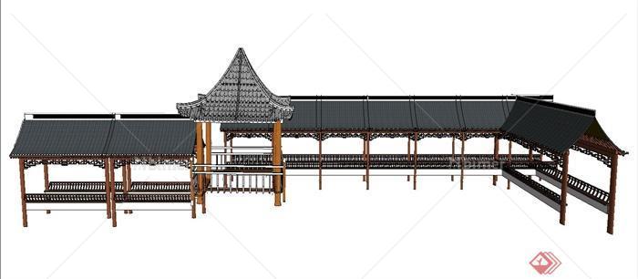 古典中式亭廊组合设计SU模型