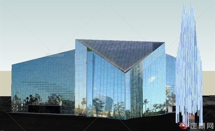 现代风格商务大楼建筑设计SU模型