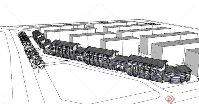 传统民居周村商业建筑方案设计su模型
