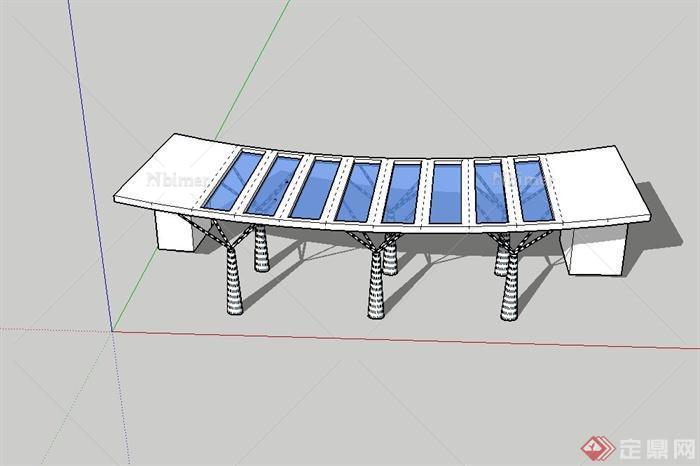 现代小区大门门廊设计su模型