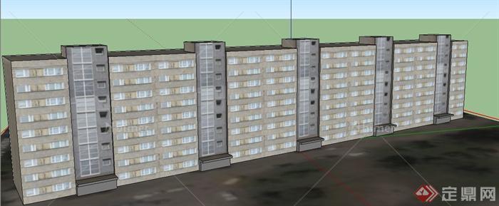 现代某九层联排教学楼建筑设计SU模型