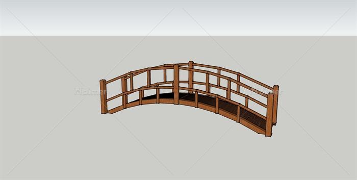 某古典中式木质拱桥设计SU模型